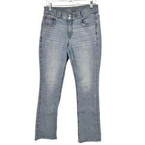 American Eagle Stretch Light‎ Wash Double Button Flap Pocket Jeans Womens 8 Reg